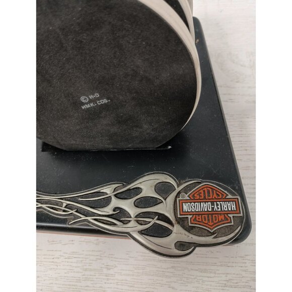 Vintage 2005 Harley Davidson Monogramed Ceramic Coaster Set of Three With Holder - Picture 9 of 10